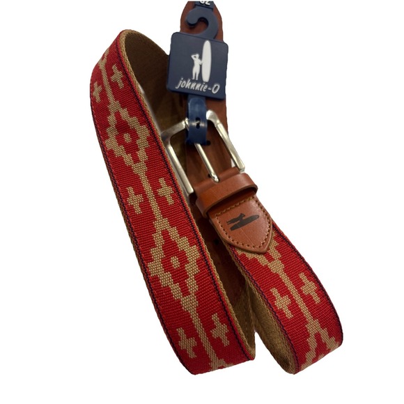johnnie-O Mezcal Woven Belt Red Size 32 - Picture 1 of 4
